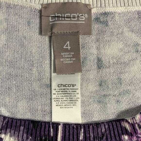Chico's Sweater NWT Sz 4 (2X) Floral Flurry Boat Neck Pouting Plum Pullover - Picture 4 of 7
